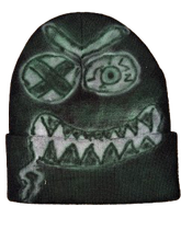 Load image into Gallery viewer, BLACK/GREEN/WHITE - CUSTOM AIRBRUSHED BEANIE - PIEM