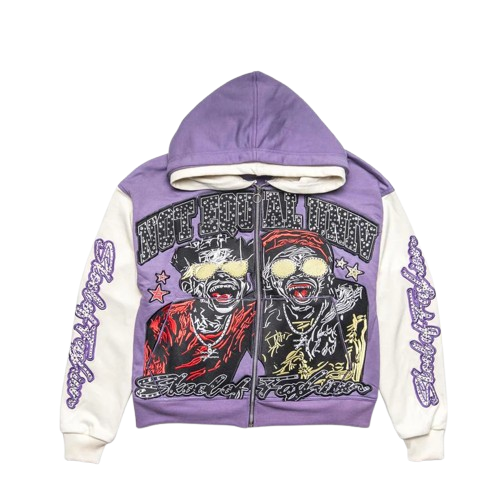 PURPLE - SKOOL OF FASHION BEST FRIENDS ZIP UP - NOTEQUALCOLLECTION
