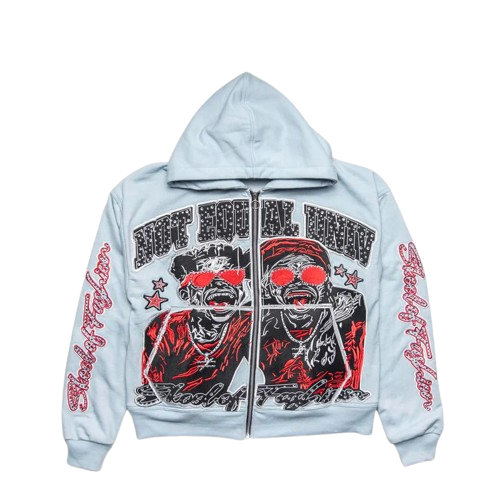 BLUE - SKOOL OF FASHION BEST FRIENDS ZIP UP - NOTEQUALCOLLECTION